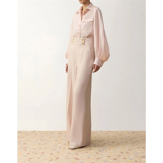 Zimmermann Clash Linen Wide Leg Bukser, Blush